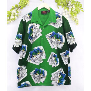 Dragonfly Streetwear Men's Halloween 90's Joker Casino Poker Bowling Shirt Sz L